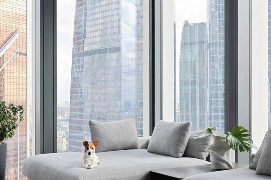 Апартамент с ванной у окна на 44 этаже в Москва Сити