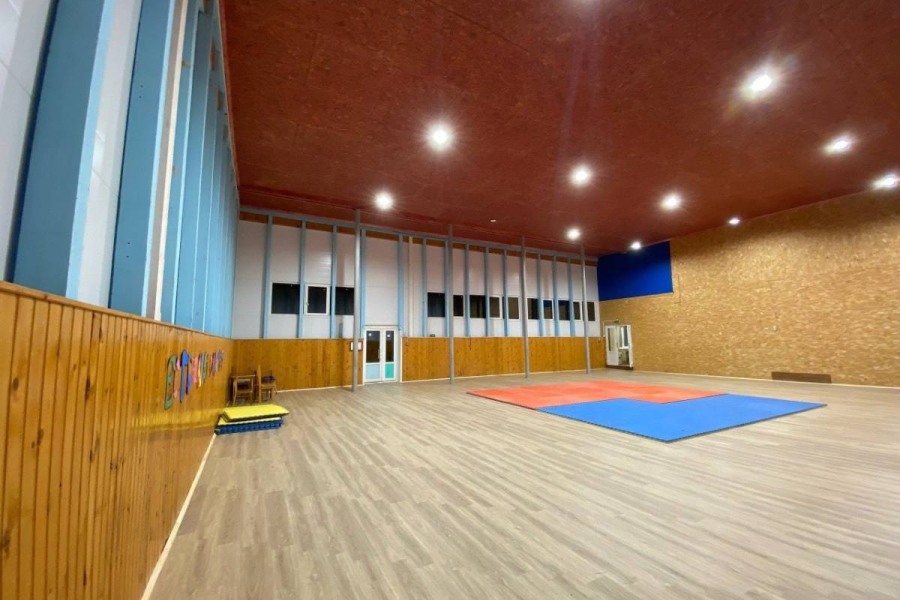 Актовый зал с деревянным покрытием